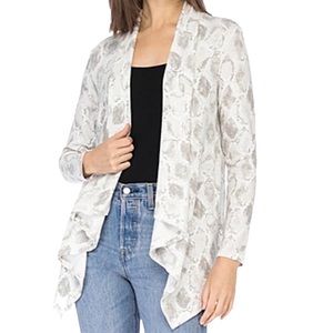 Bobeau Amie Snakeskin Print Open Front Cardigan
